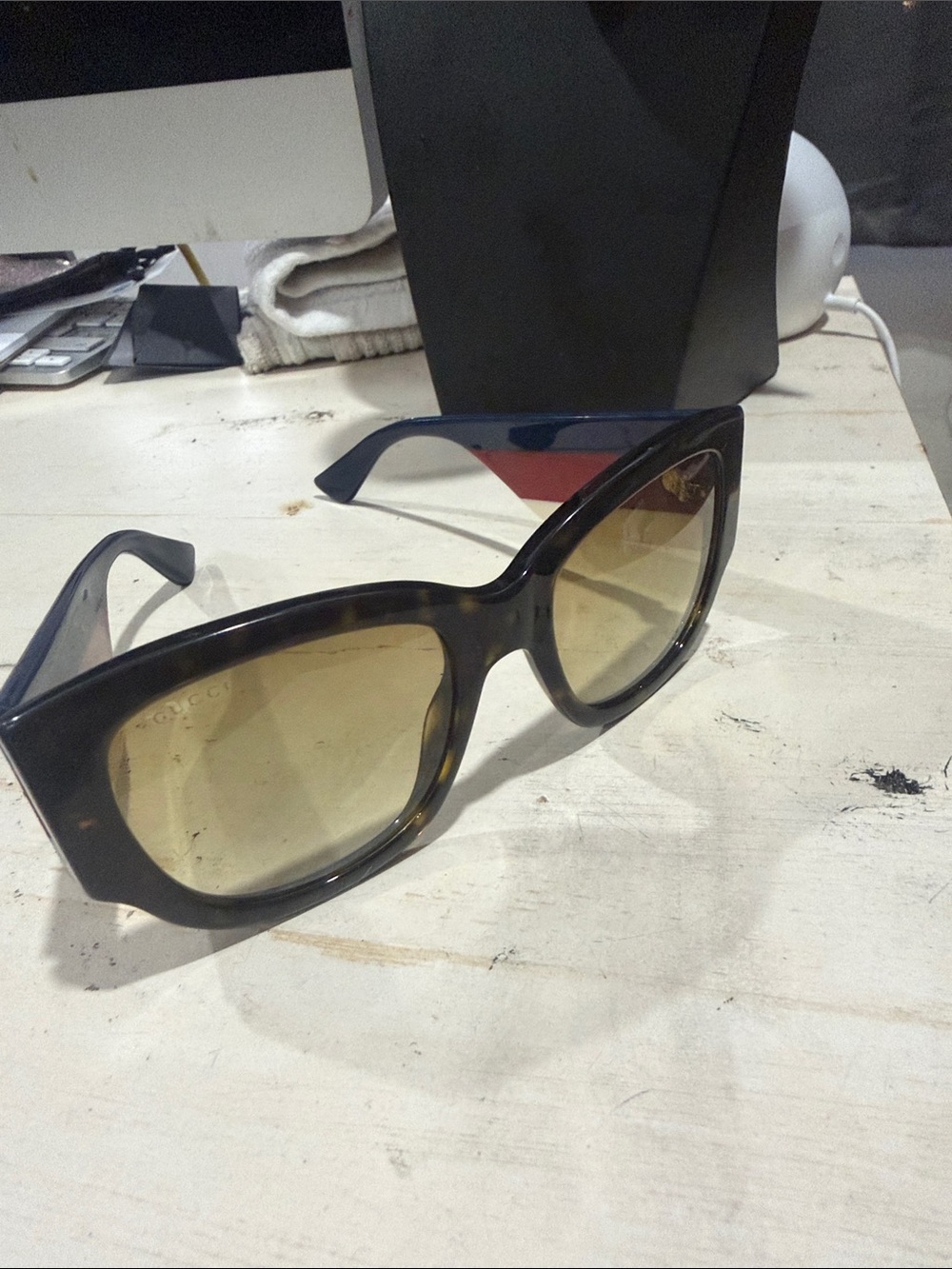 gucci authentic Oversized Square Sunglasses in Tortoise with Amber